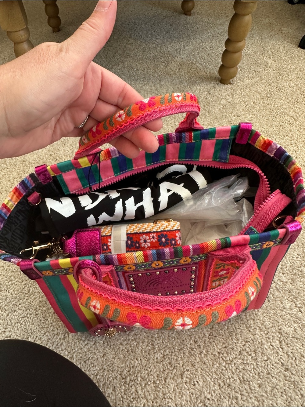 Kurt Geiger London Rainbow Fuchsia Southbank Small Shopper Tote NWT - Picture 9 of 16